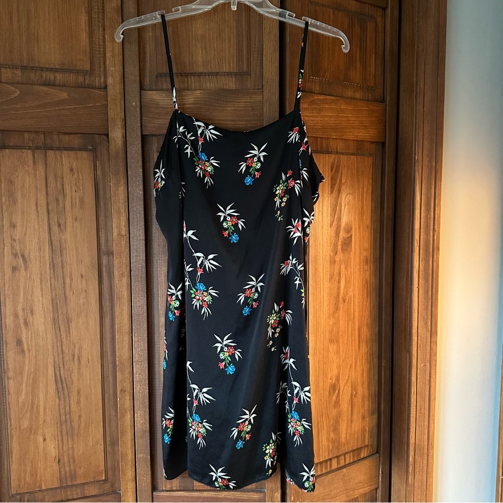 Silk Black Floral Mini Dress